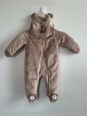 Carter's Just One You Beige Fleece Bear Hooded Full Zip Snowsuit 3 Months